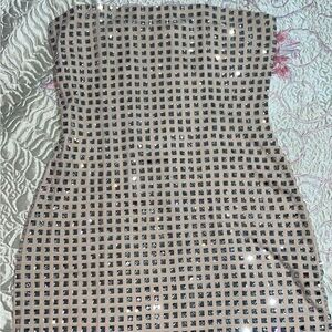 Zara Strapless Beige Studded Dress